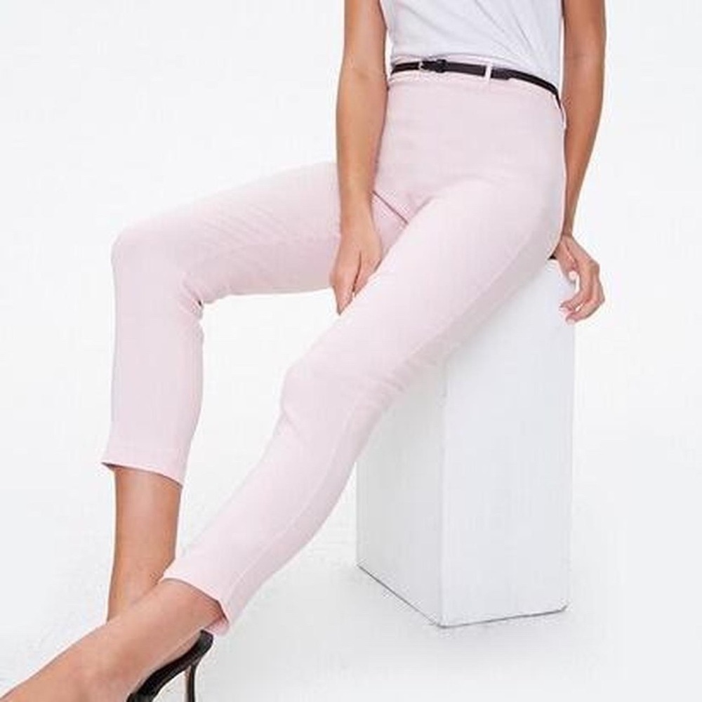 Pale pink belted pants